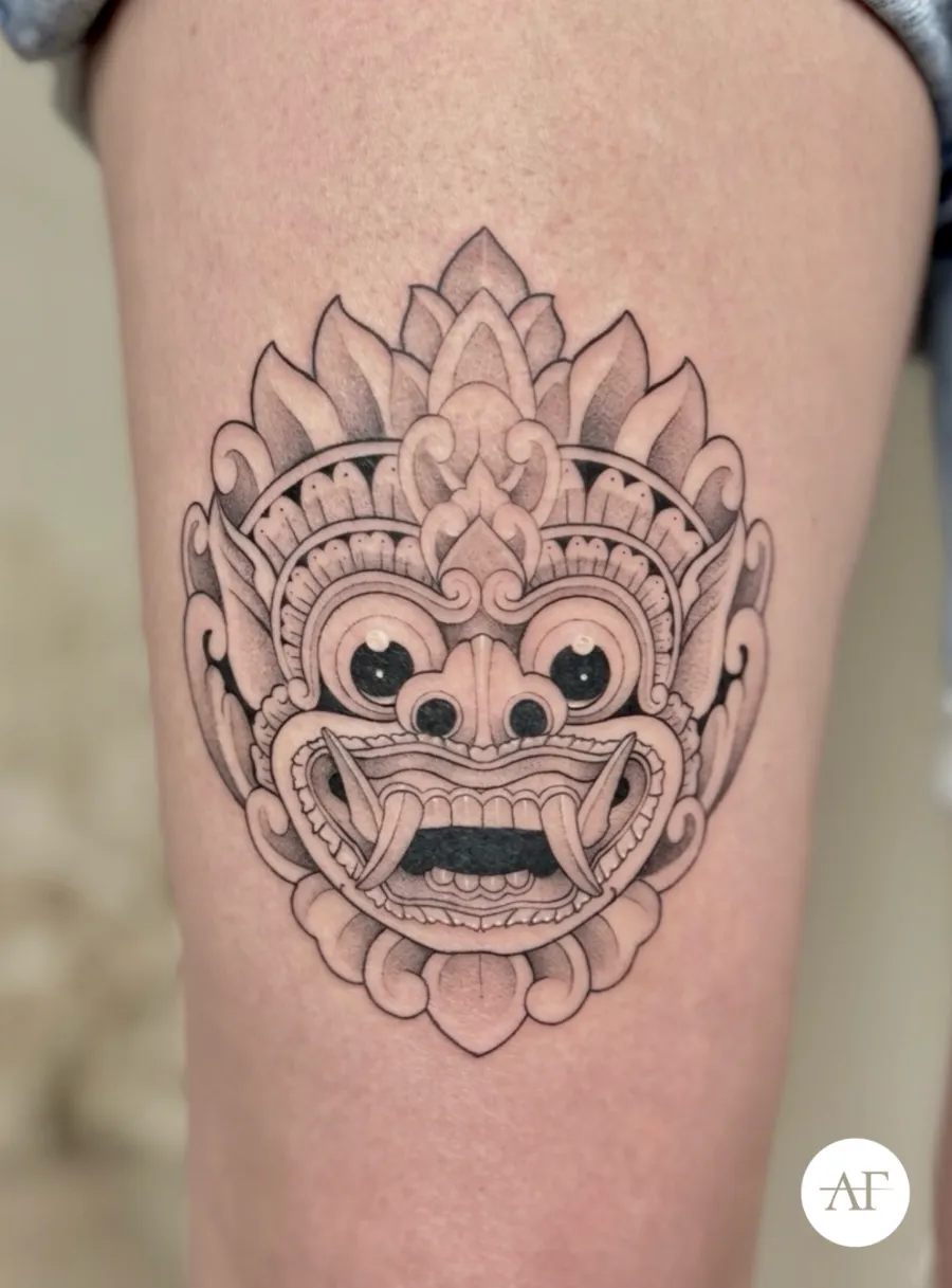 Balinese Barong mask tattoo