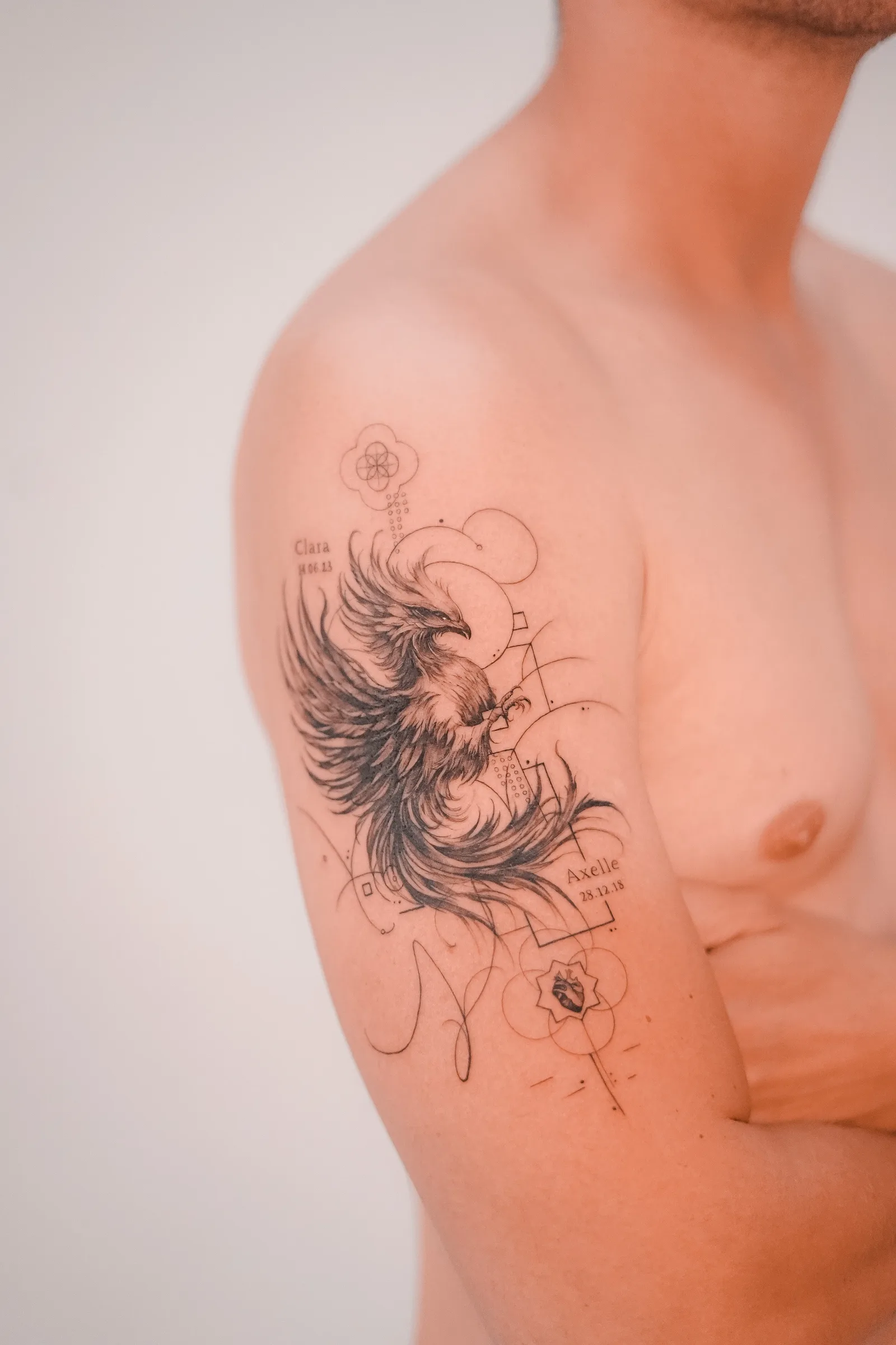 Fine line abstract tattoo on the arm