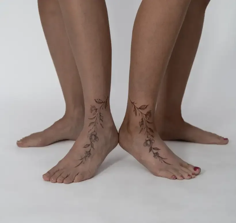 Fine line tattoo on the ankle or foot