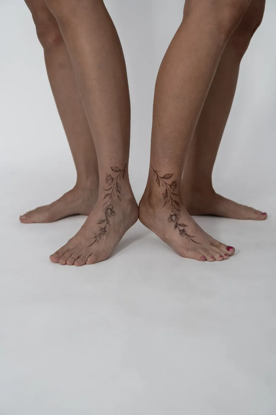 Floral ankle tattoo