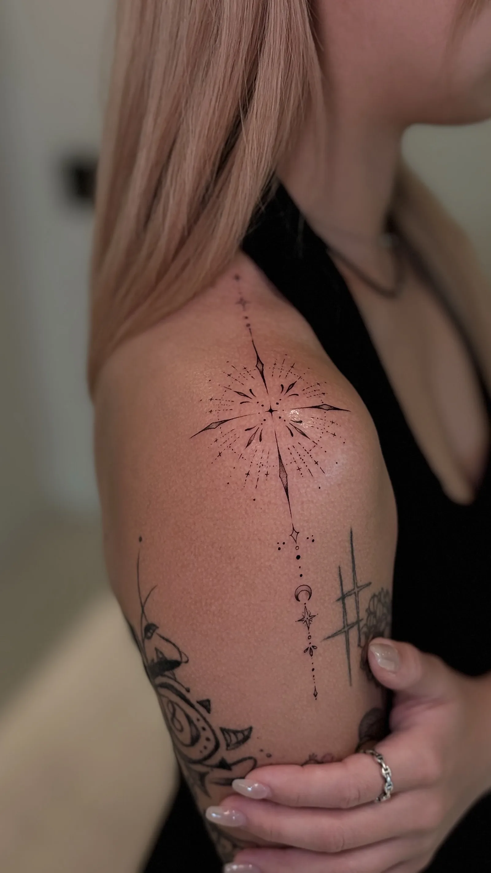 blackwork geometric on the arm