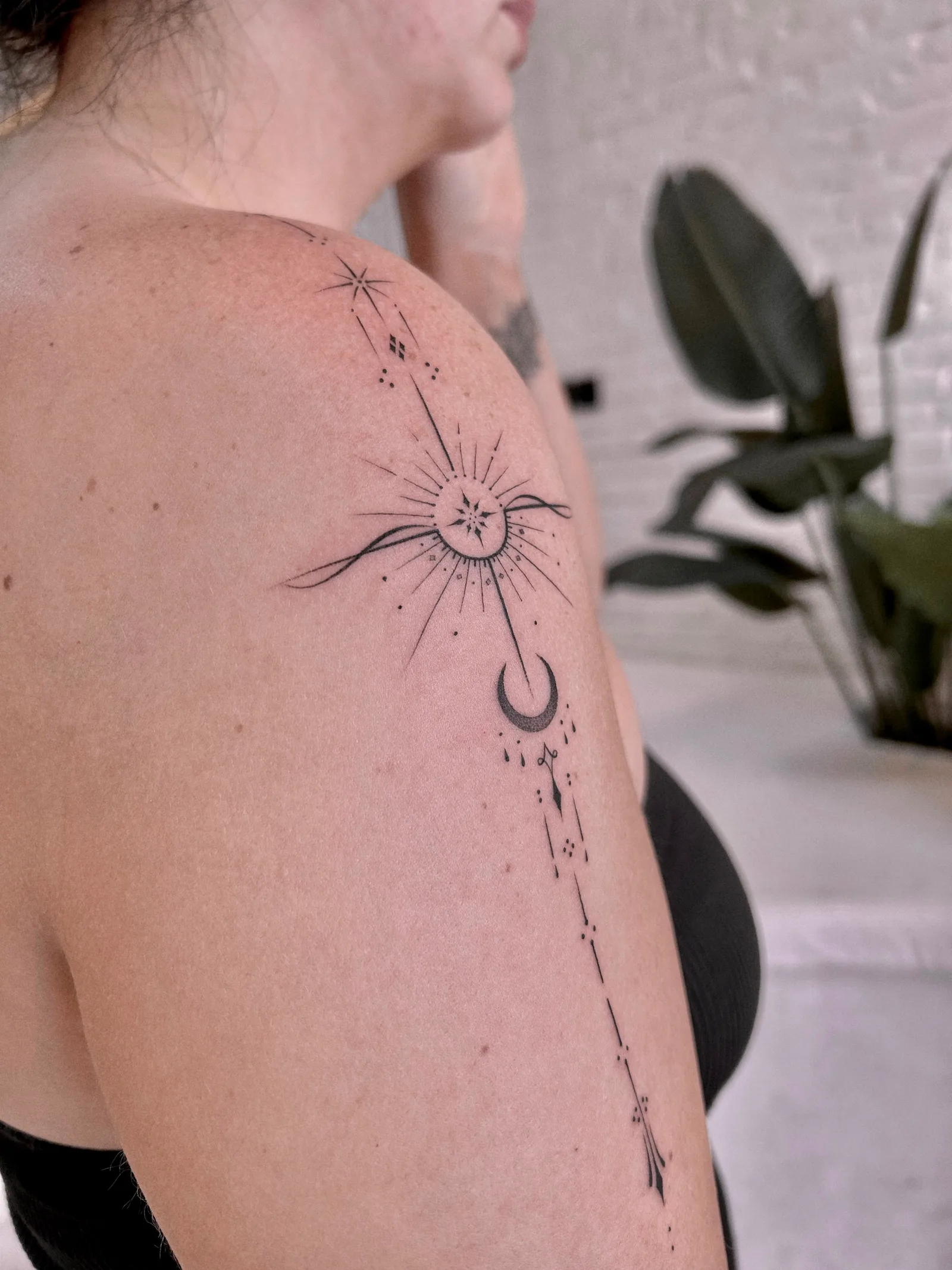 blackwork geometric on the arm