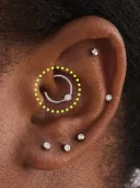 Daith piercing with a small hoop