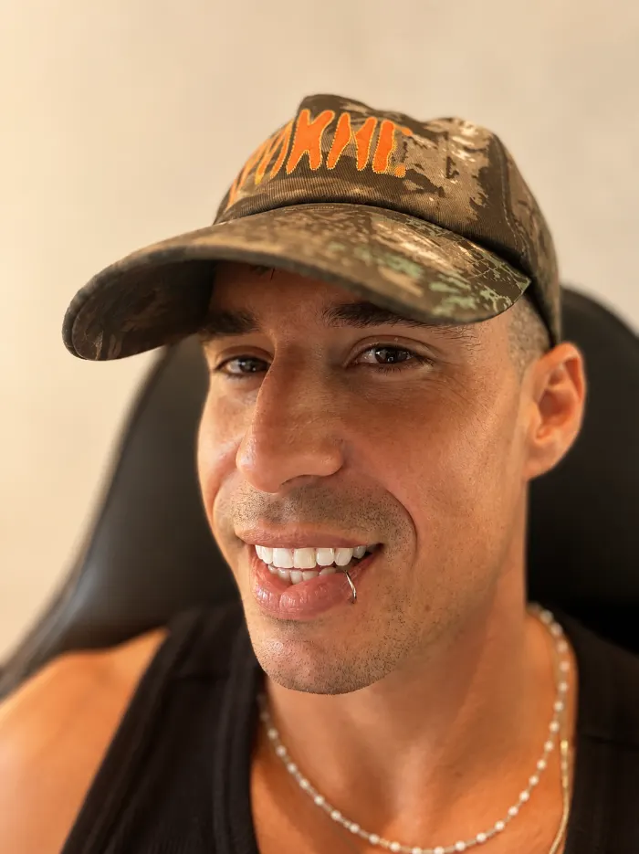 Lip piercing on a client