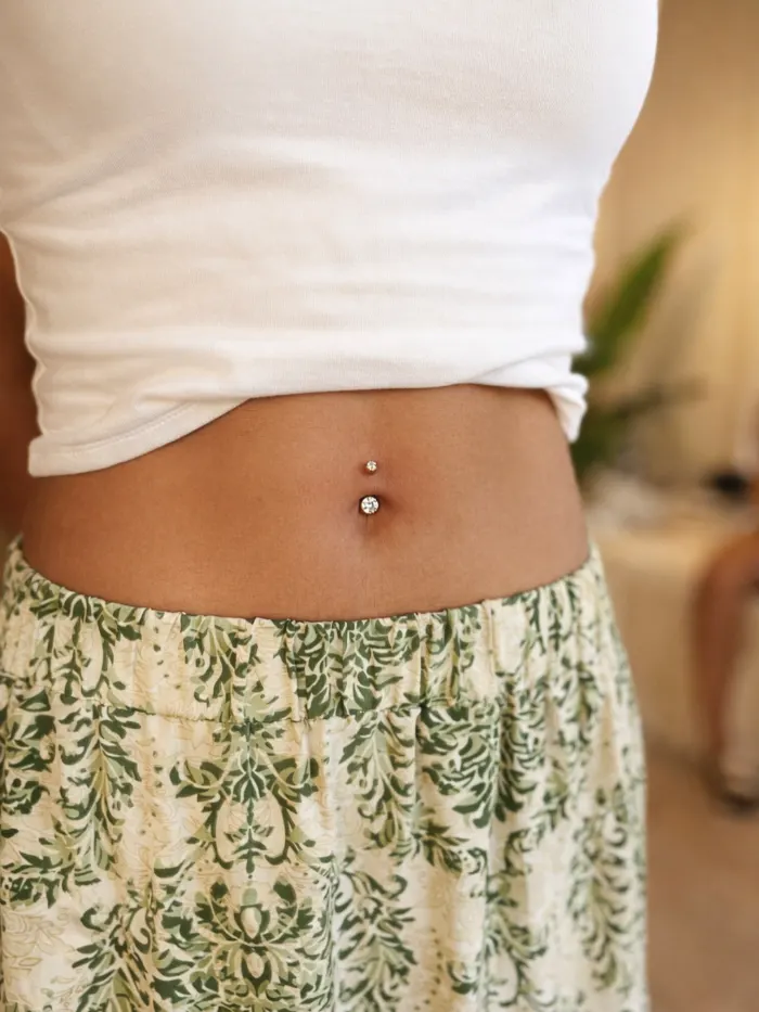 Navel piercing healed on a client