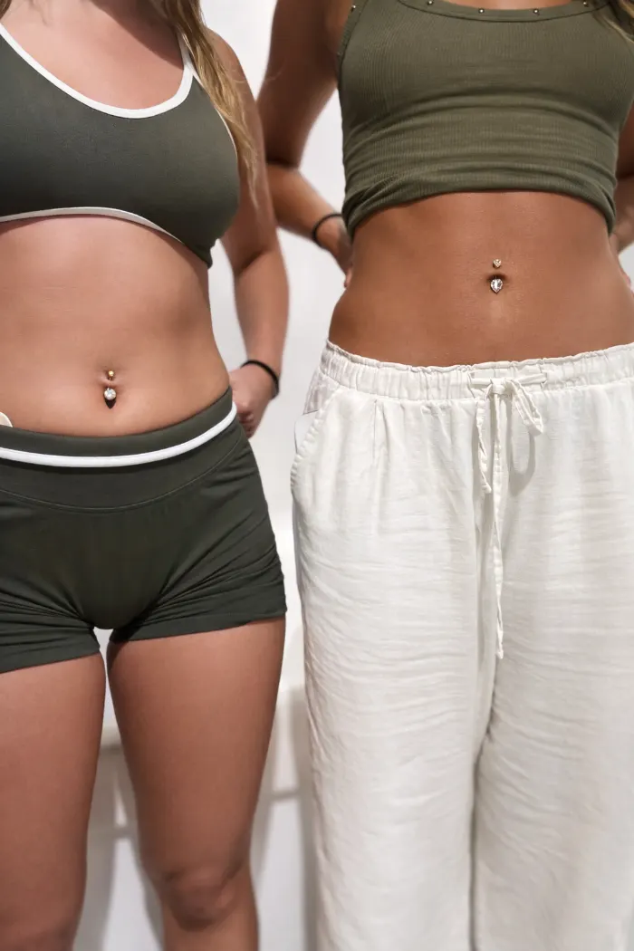 Navel piercing healed on a client