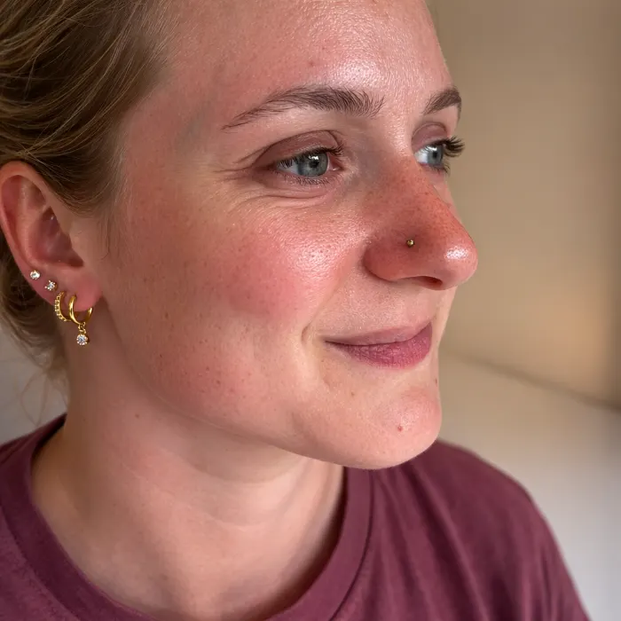 Nostril piercing healed on a client