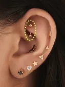 Rook piercing with a curved barbell