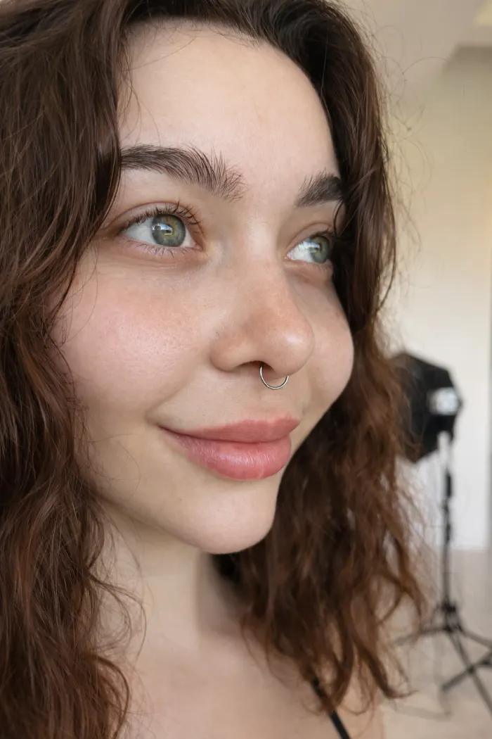 Septum piercing on a client