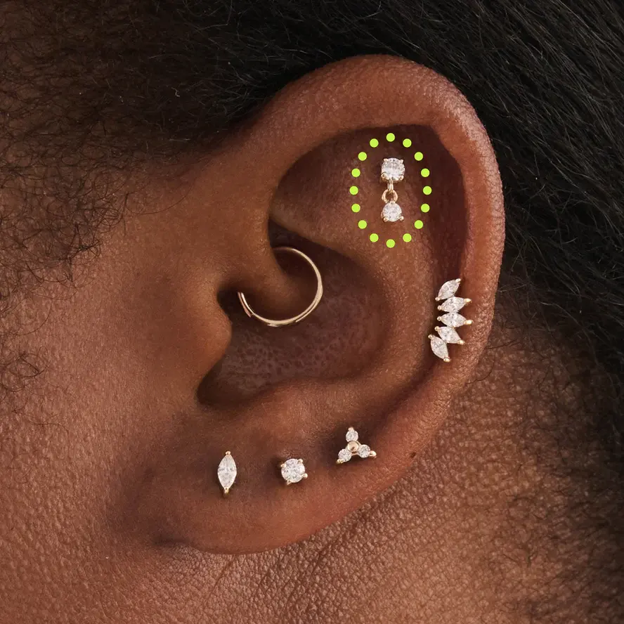 Flat helix piercing