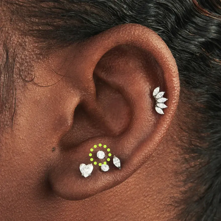 Stacked lobe piercings