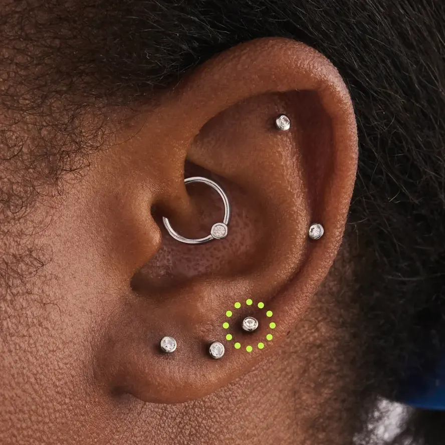 Upper lobe piercing